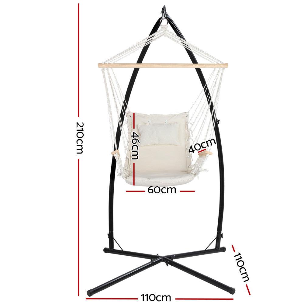 Gardeon Outdoor Hammock Chair with Steel Stand Hanging Hammock Beach Cream - John Cootes