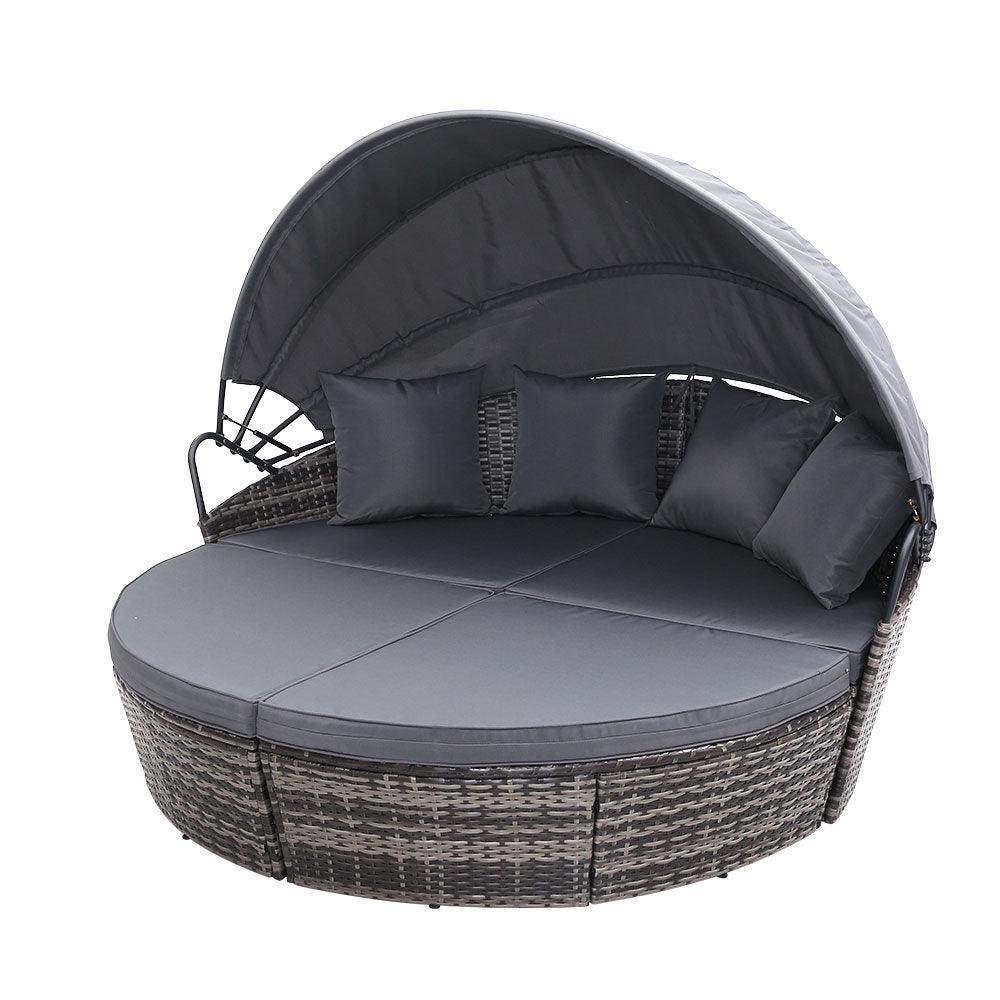 Gardeon Outdoor Lounge Setting Patio Furniture Sofa Wicker Garden Rattan Set Day Bed Grey - John Cootes