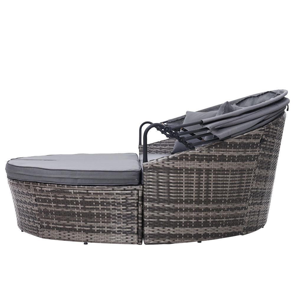 Gardeon Outdoor Lounge Setting Patio Furniture Sofa Wicker Garden Rattan Set Day Bed Grey - John Cootes