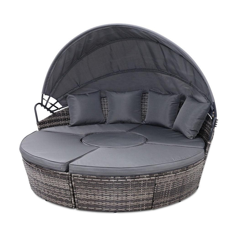 Gardeon Outdoor Lounge Setting Sofa Patio Furniture Wicker Garden Rattan Set Day Bed Grey - John Cootes