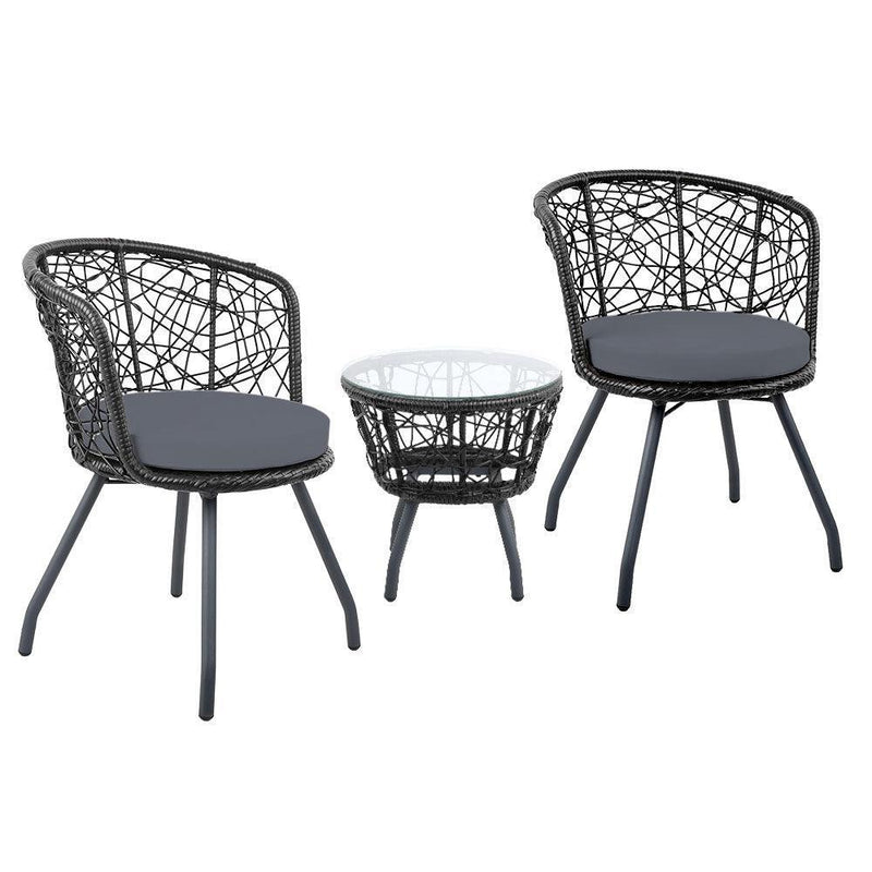 Gardeon Outdoor Patio Chair and Table - Black - John Cootes