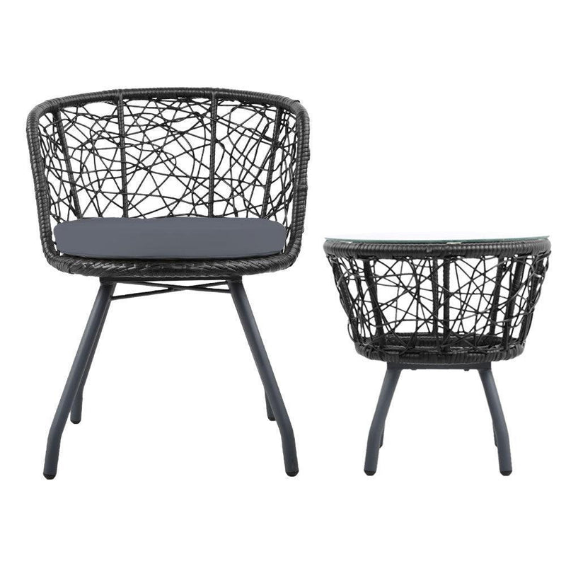 Gardeon Outdoor Patio Chair and Table - Black - John Cootes