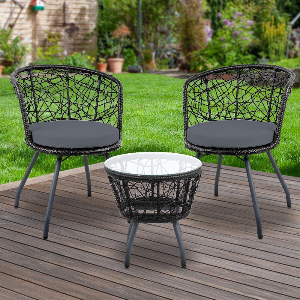 Gardeon Outdoor Patio Chair and Table - Black - John Cootes