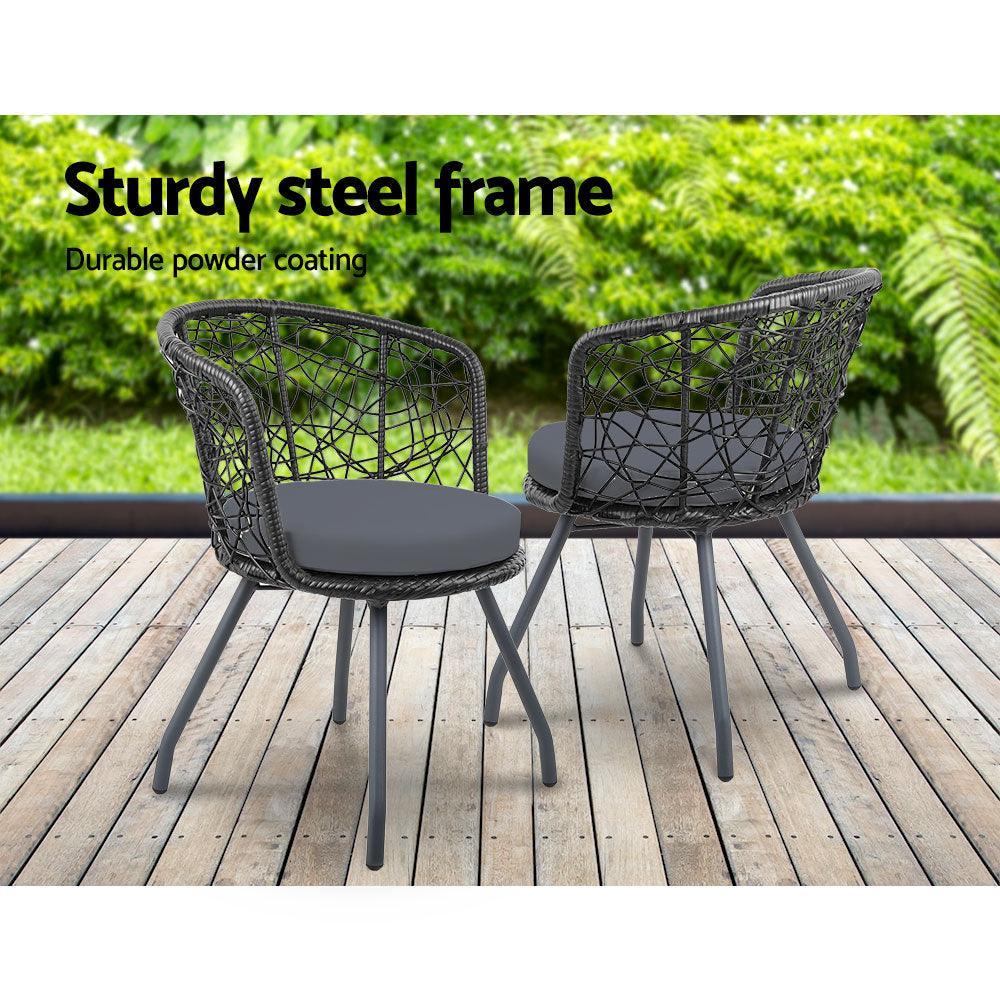 Gardeon Outdoor Patio Chair and Table - Black - John Cootes