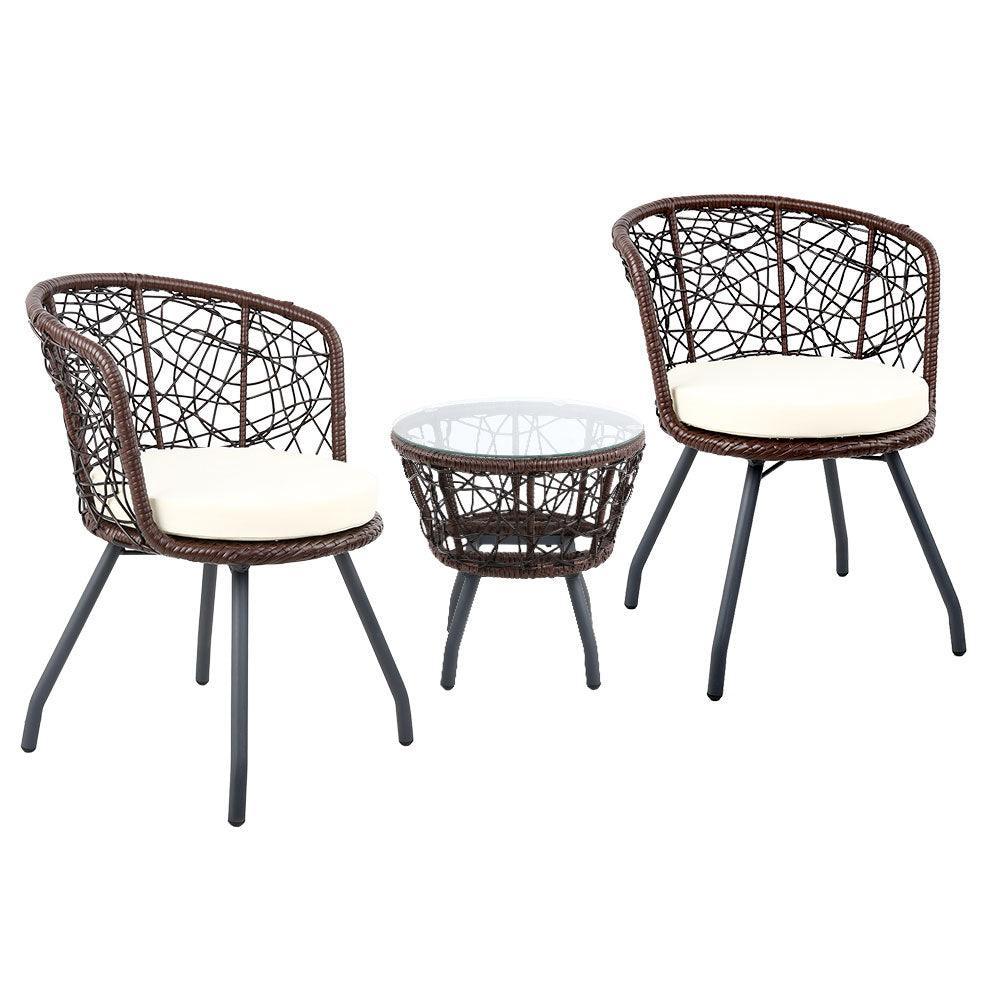 Gardeon Outdoor Patio Chair and Table - Brown - John Cootes