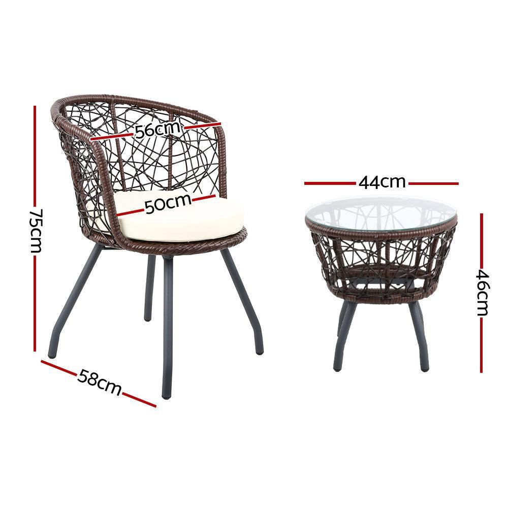 Gardeon Outdoor Patio Chair and Table - Brown - John Cootes