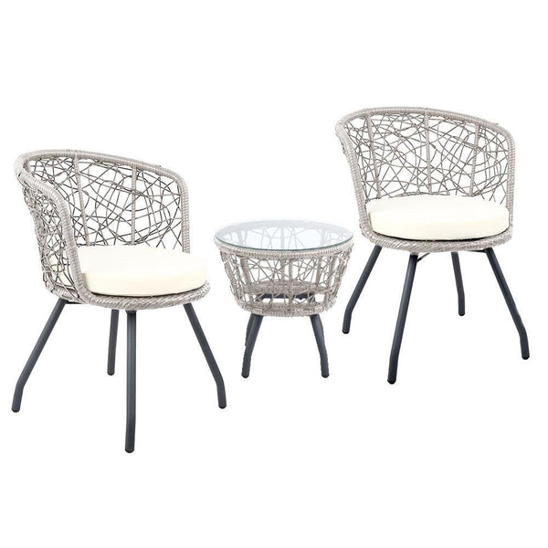 Gardeon Outdoor Patio Chair and Table - Grey - John Cootes