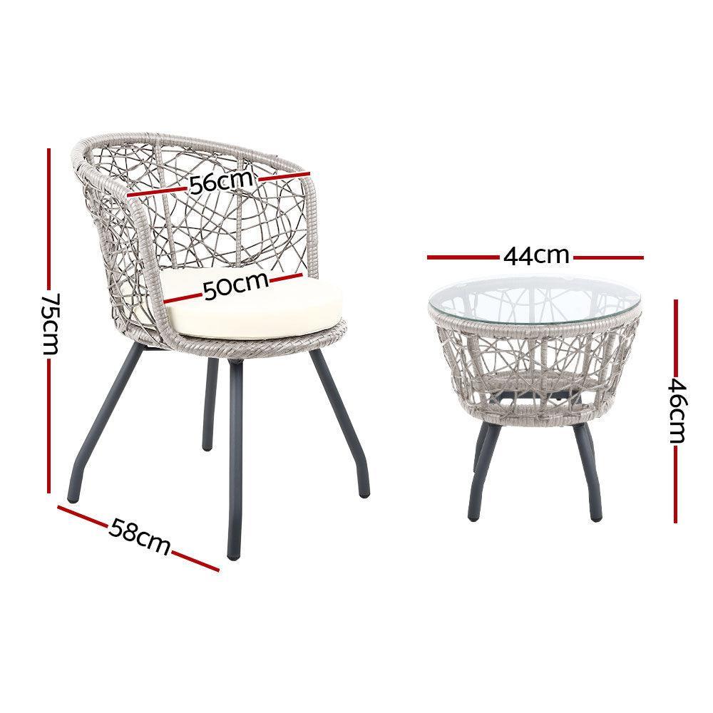 Gardeon Outdoor Patio Chair and Table - Grey - John Cootes