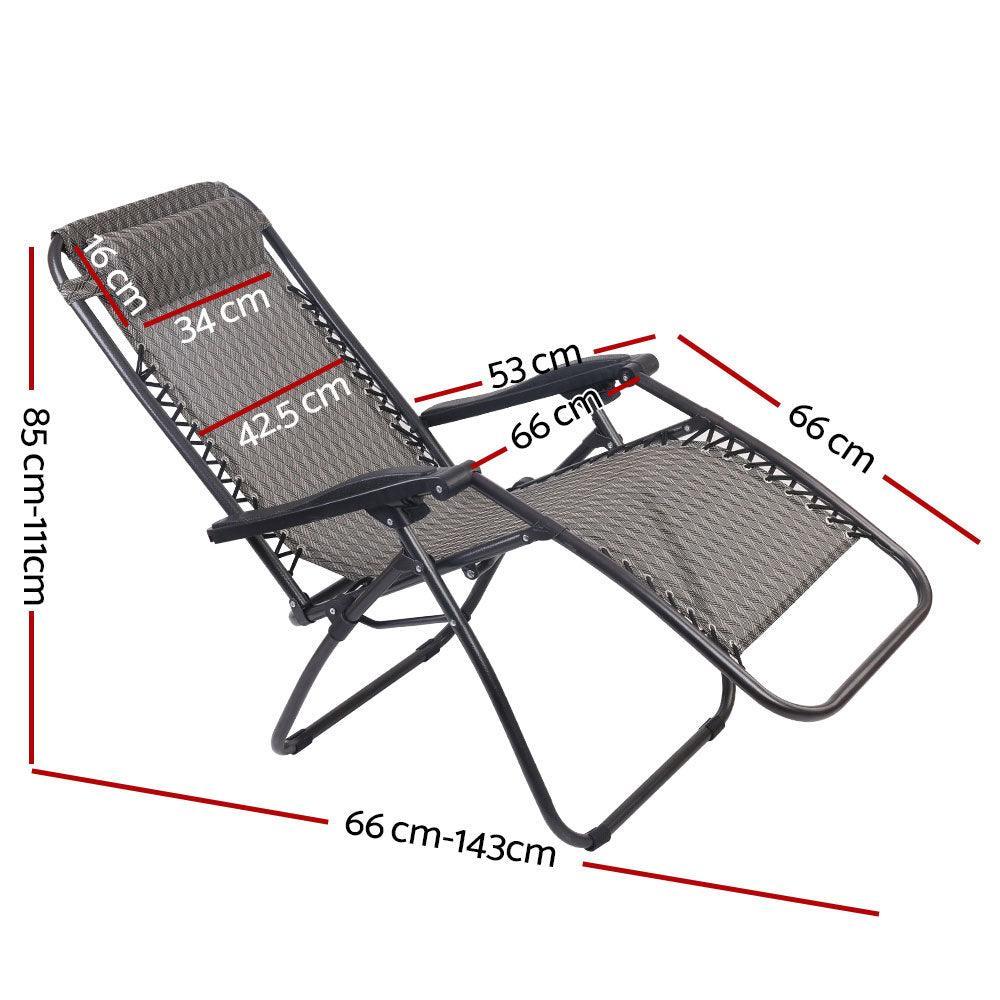 Gardeon Outdoor Portable Recliner - Grey - John Cootes