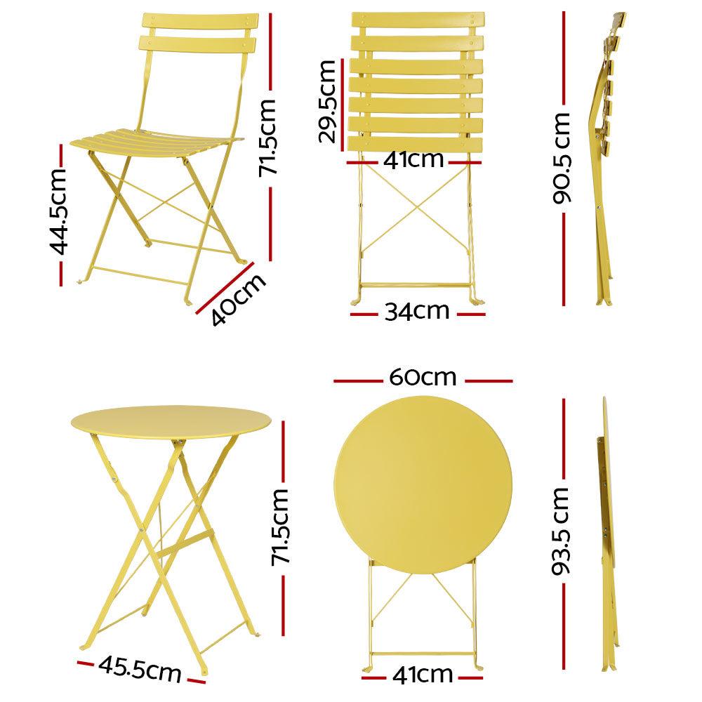 Gardeon Outdoor Setting Bistro Set Table and Chairs Folding Patio Furniture - John Cootes