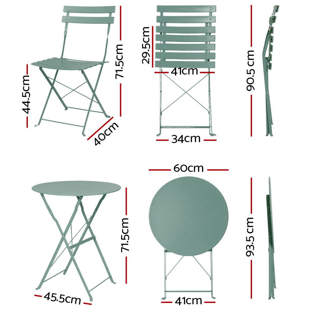 Gardeon Outdoor Setting Table and Chairs Bistro Set Folding Patio Furniture - John Cootes