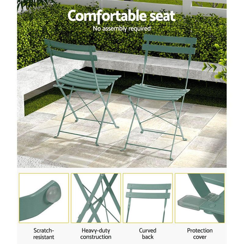 Gardeon Outdoor Setting Table and Chairs Bistro Set Folding Patio Furniture - John Cootes