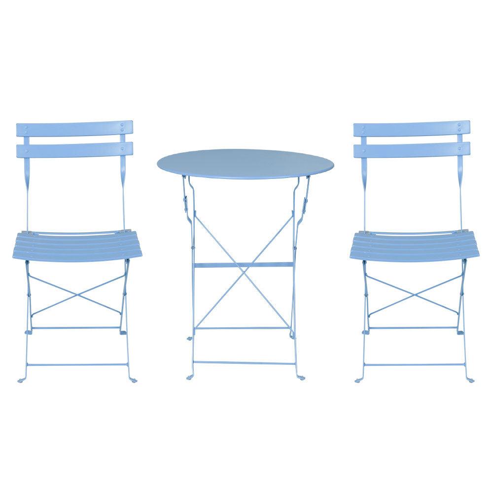 Gardeon Outdoor Setting Table and Chairs Folding Bistro Set Patio Furniture Blue - John Cootes