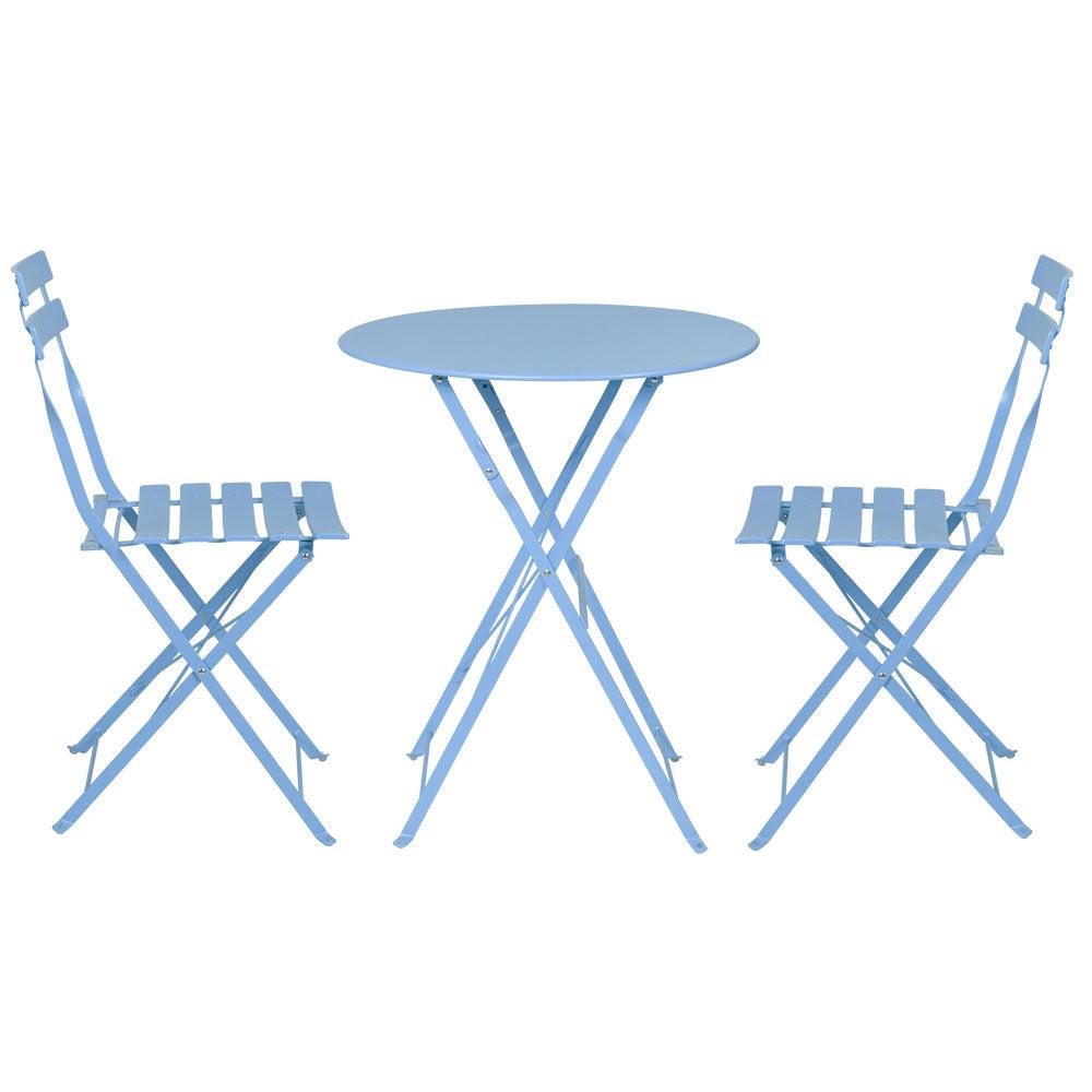 Gardeon Outdoor Setting Table and Chairs Folding Bistro Set Patio Furniture Blue - John Cootes