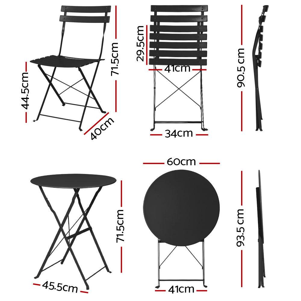 Gardeon Outdoor Setting Table and Chairs Folding Patio Furniture Bistro Set - John Cootes