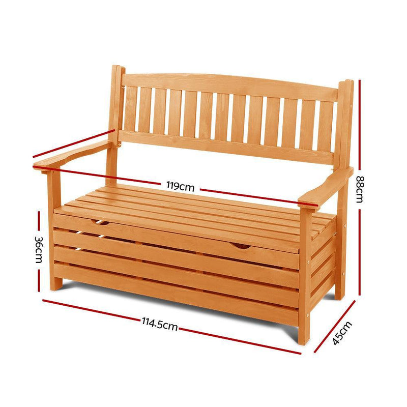 Gardeon Outdoor Storage Bench Box Wooden Garden Chair 2 Seat Timber Furniture - John Cootes