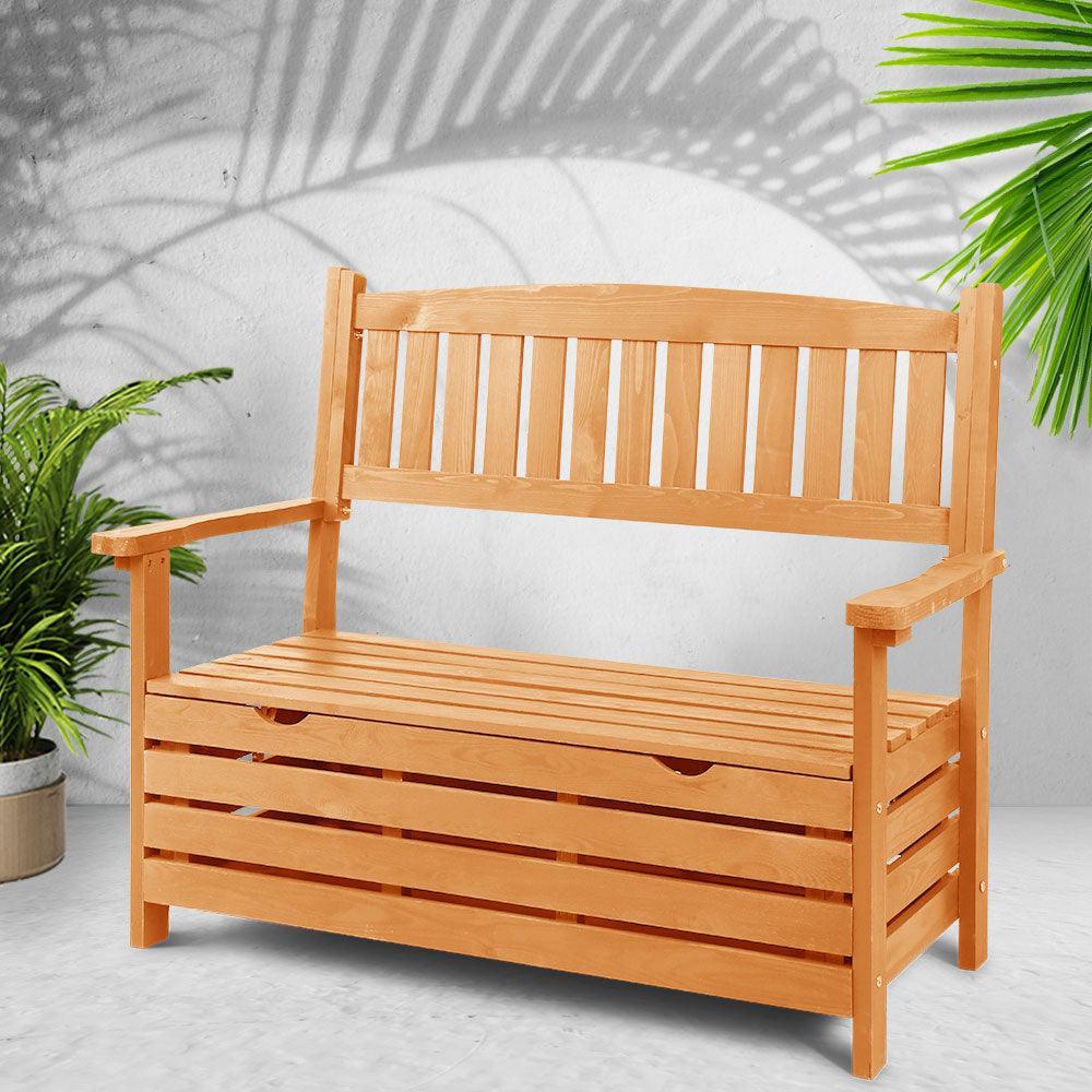 Gardeon Outdoor Storage Bench Box Wooden Garden Chair 2 Seat Timber Furniture - John Cootes