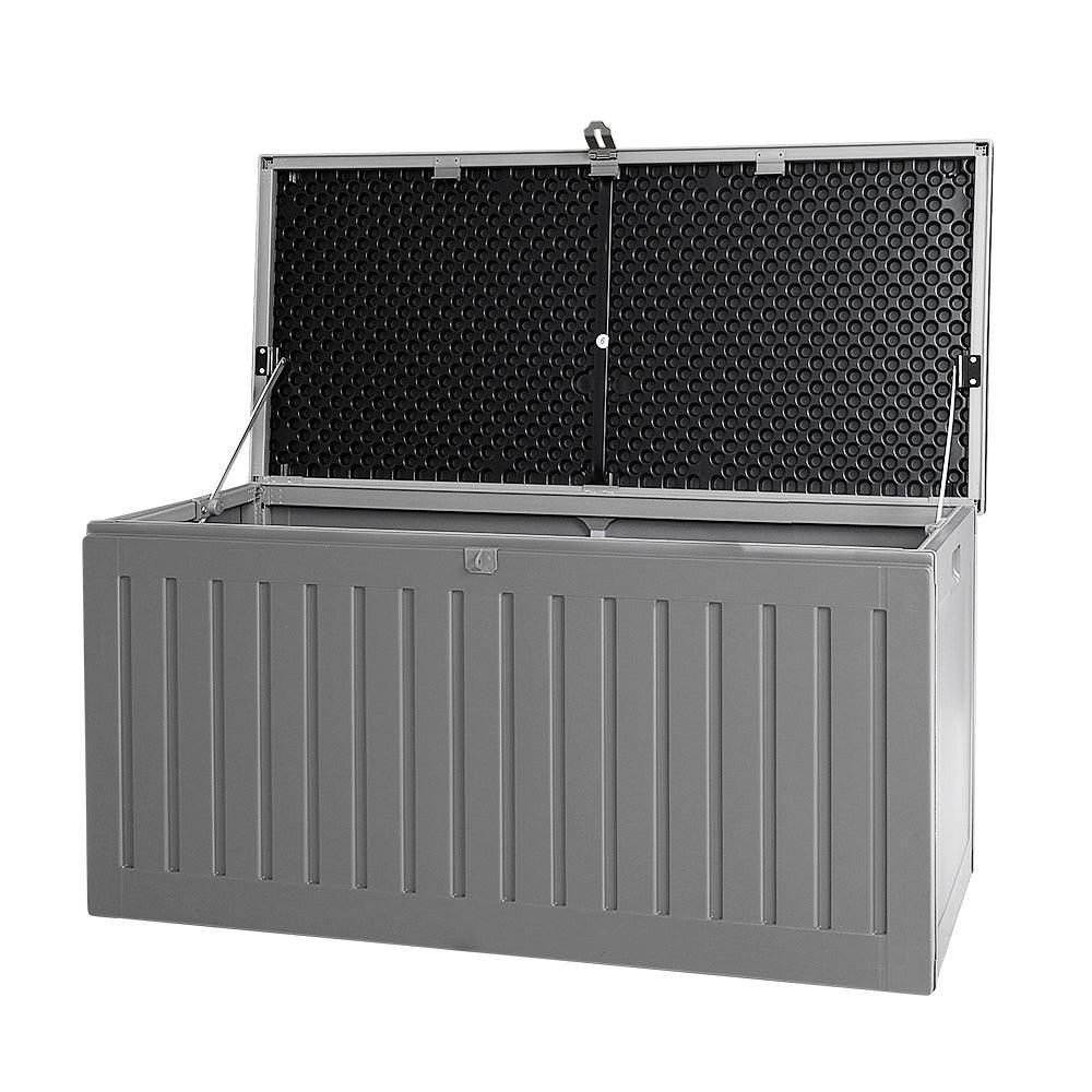 Gardeon Outdoor Storage Box Container Garden Toy Indoor Tool Chest Sheds 270L Dark Grey - John Cootes