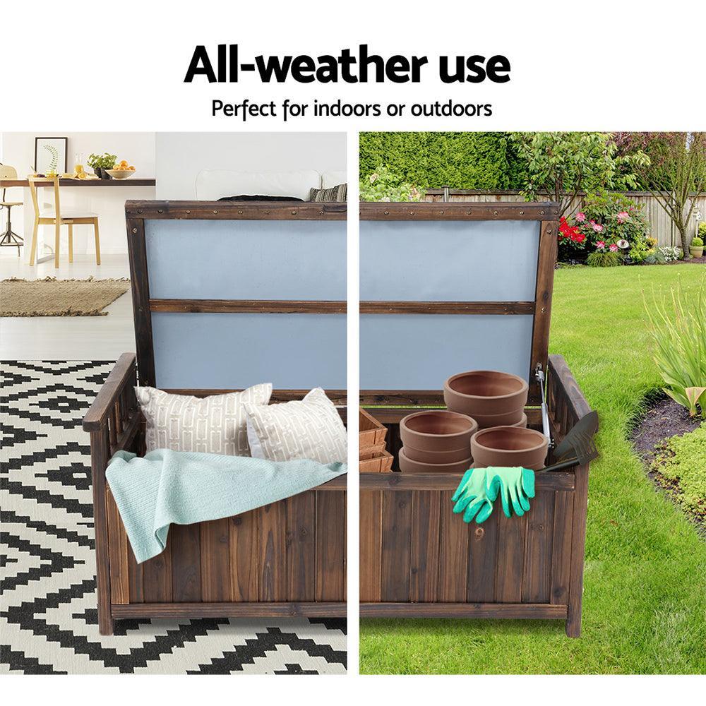 Gardeon Outdoor Storage Box Wooden Garden Bench Chest Toy Tool Sheds Furniture - John Cootes