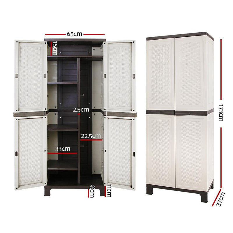 Gardeon Outdoor Storage Cabinet Cupboard Lockable Garage 173cm - John Cootes