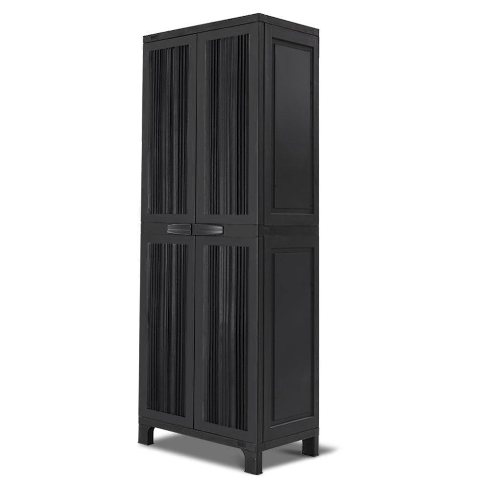 Gardeon Outdoor Storage Cabinet Lockable Tall Garden Sheds Garage Adjustable Black 173CM - John Cootes