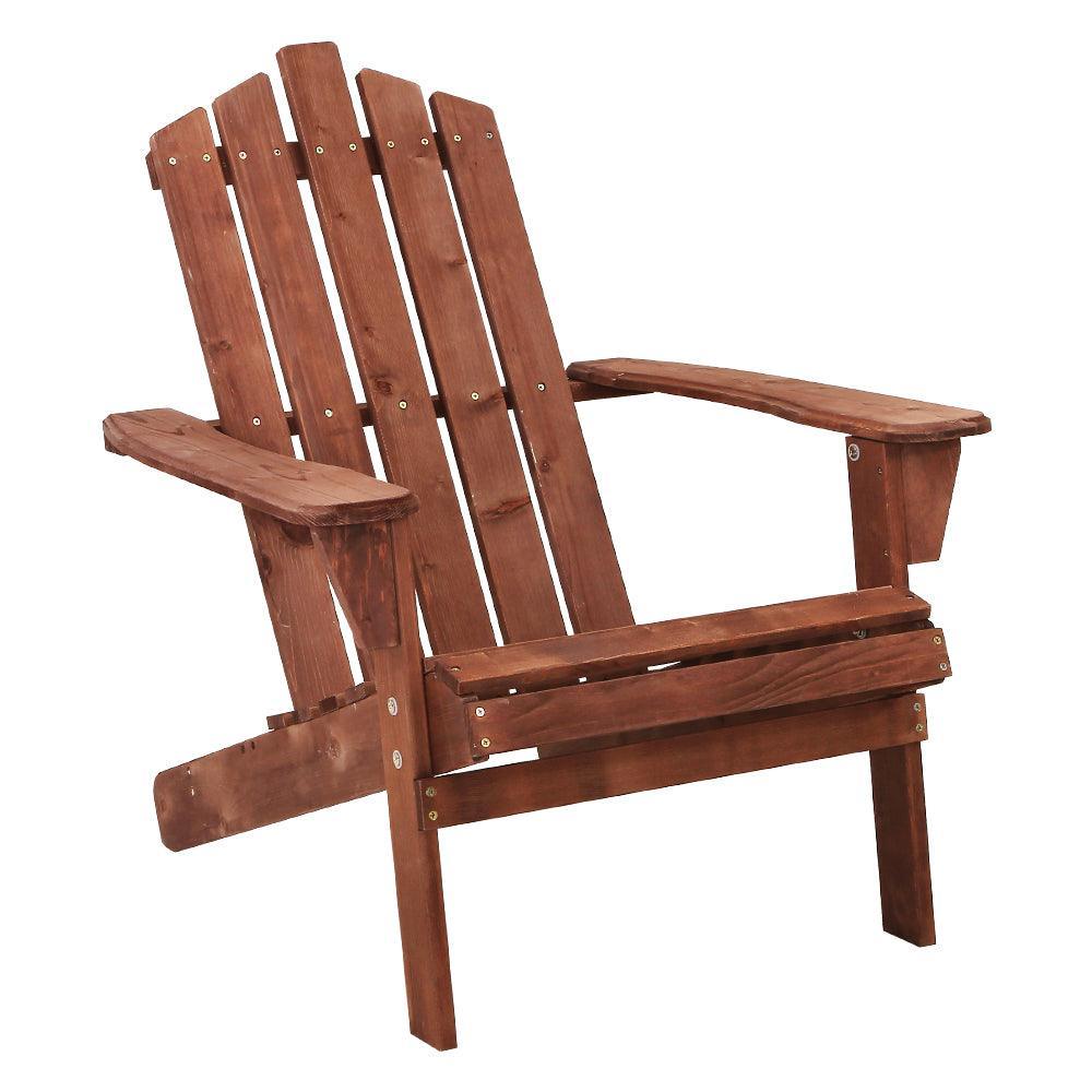 Gardeon Outdoor Sun Lounge Beach Chairs Table Setting Wooden Adirondack Patio Brown Chair - John Cootes