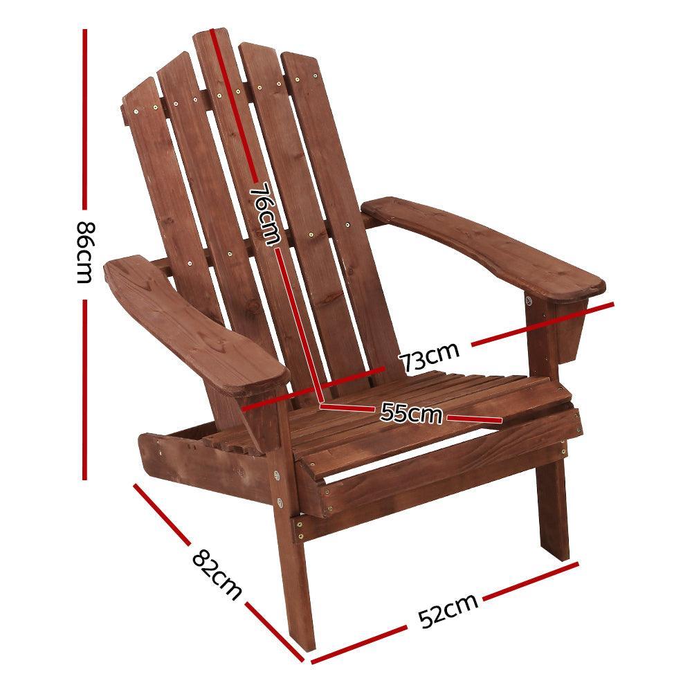 Gardeon Outdoor Sun Lounge Beach Chairs Table Setting Wooden Adirondack Patio Brown Chair - John Cootes