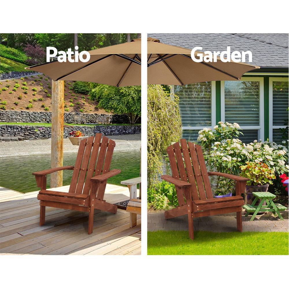 Gardeon Outdoor Sun Lounge Beach Chairs Table Setting Wooden Adirondack Patio Chair Brwon - John Cootes