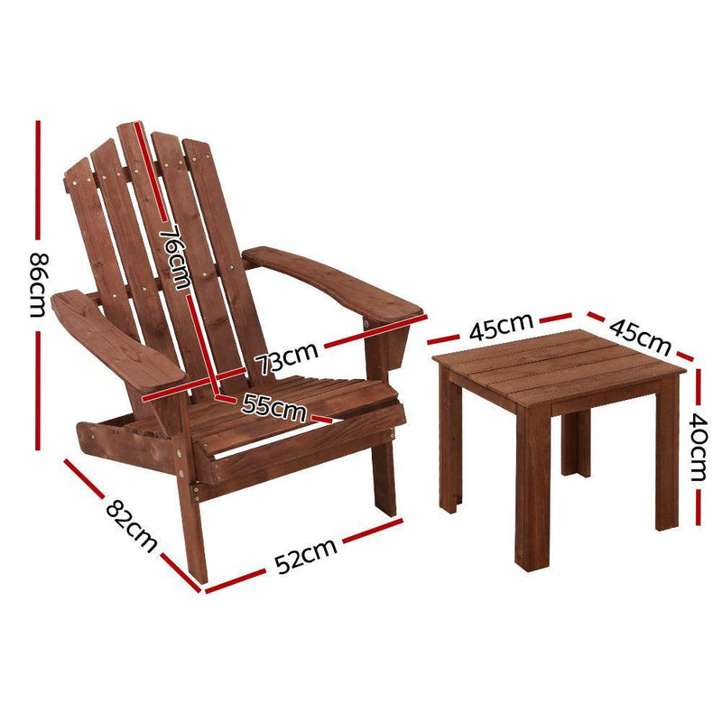 Gardeon Outdoor Sun Lounge Beach Chairs Table Setting Wooden Adirondack Patio Chair Brwon - John Cootes