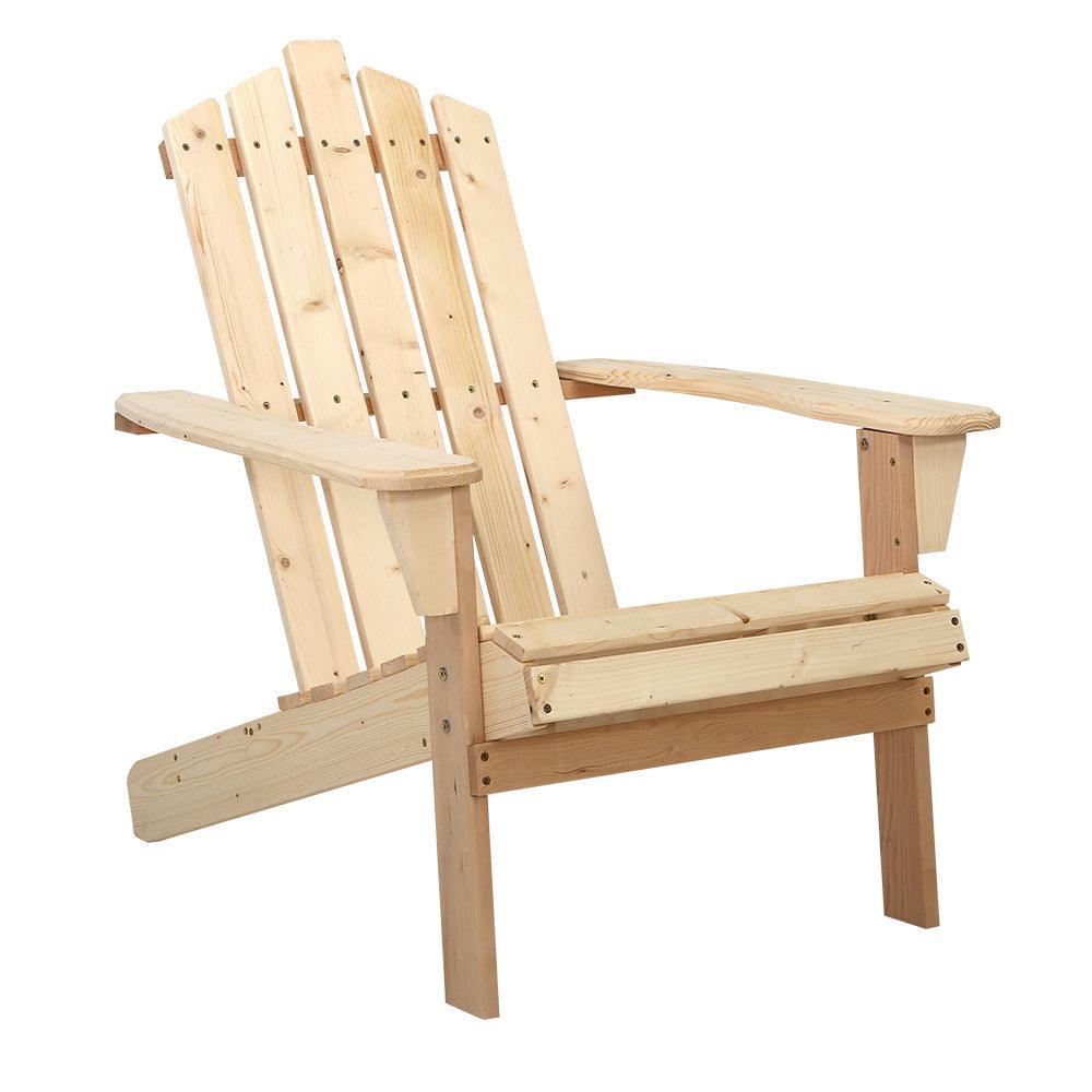 Gardeon Outdoor Sun Lounge Beach Chairs Table Setting Wooden Adirondack Patio Chair Light Wood Tone - John Cootes