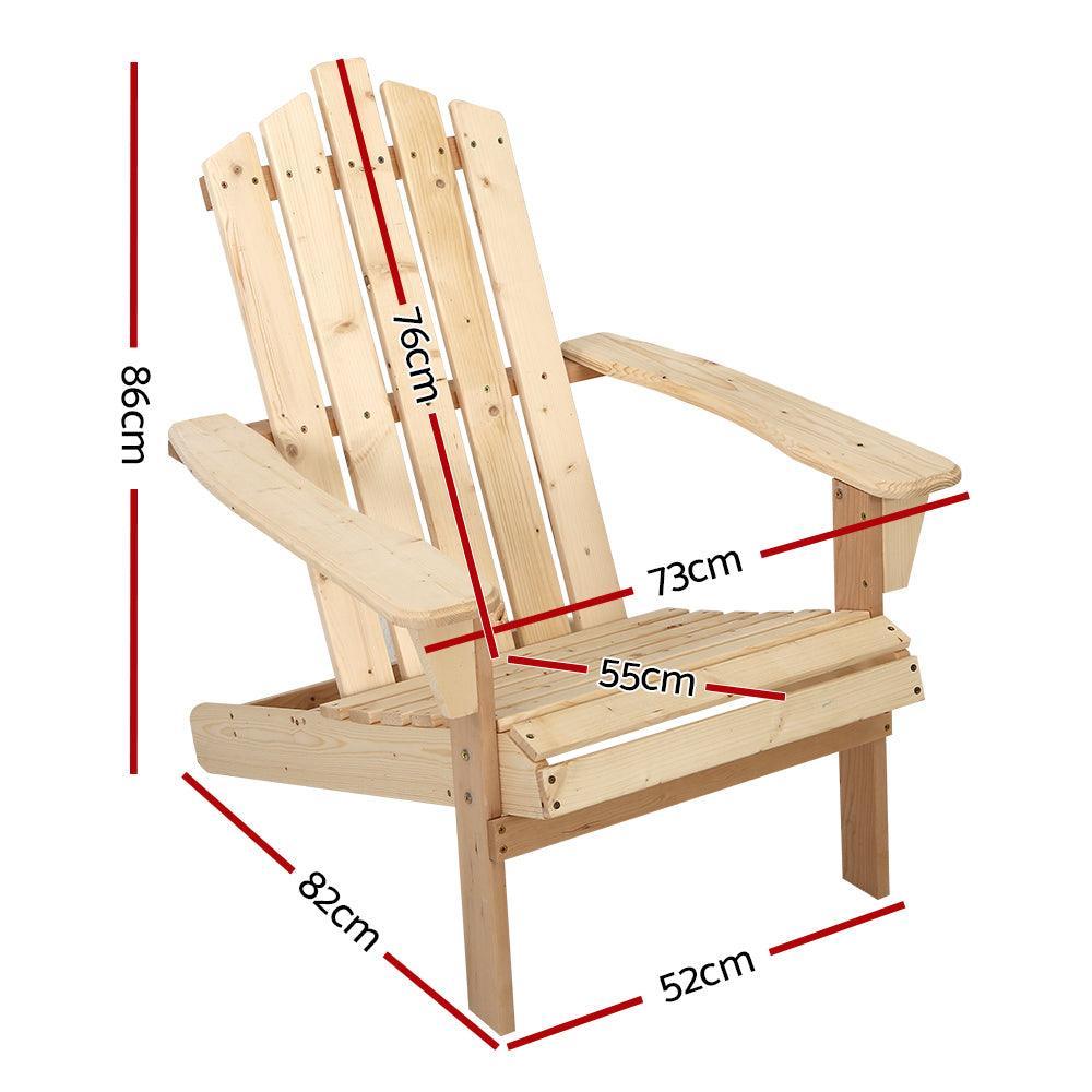 Gardeon Outdoor Sun Lounge Beach Chairs Table Setting Wooden Adirondack Patio Chair Light Wood Tone - John Cootes