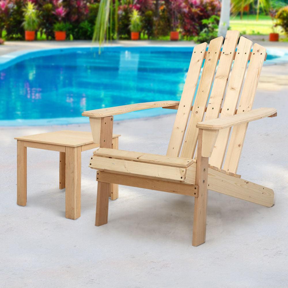 Gardeon Outdoor Sun Lounge Beach Chairs Table Setting Wooden Adirondack Patio Chair Lounges Wood - John Cootes