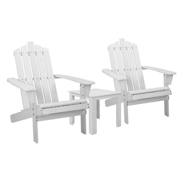Gardeon Outdoor Sun Lounge Beach Chairs Table Setting Wooden Adirondack Patio Chair White - John Cootes