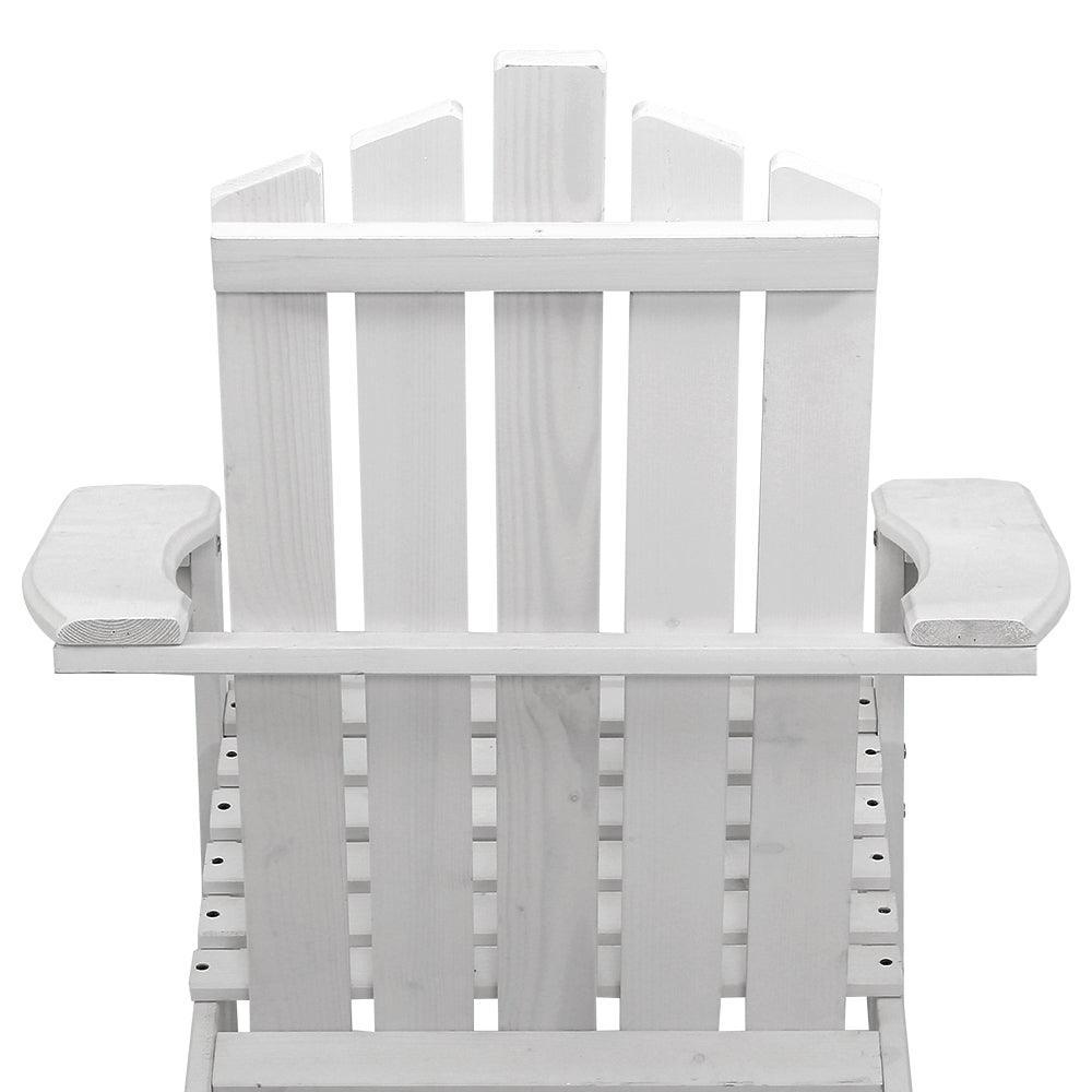 Gardeon Outdoor Sun Lounge Beach Chairs Table Setting Wooden Adirondack Patio Chair White - John Cootes