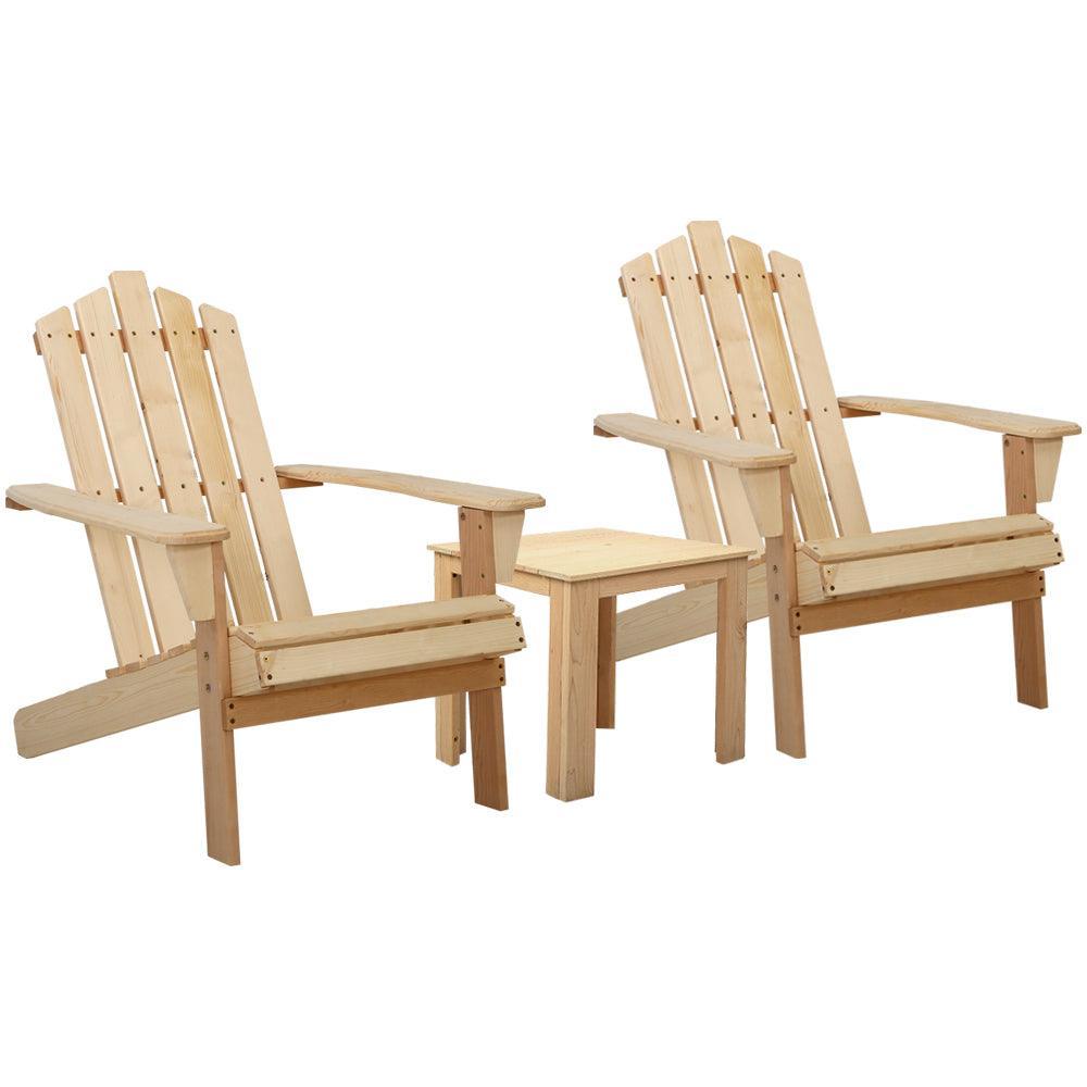 Gardeon Outdoor Sun Lounge Beach Chairs Table Setting Wooden Adirondack Patio Natural Wood Chair - John Cootes