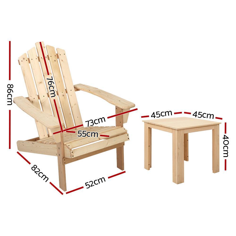 Gardeon Outdoor Sun Lounge Beach Chairs Table Setting Wooden Adirondack Patio Natural Wood Chair - John Cootes