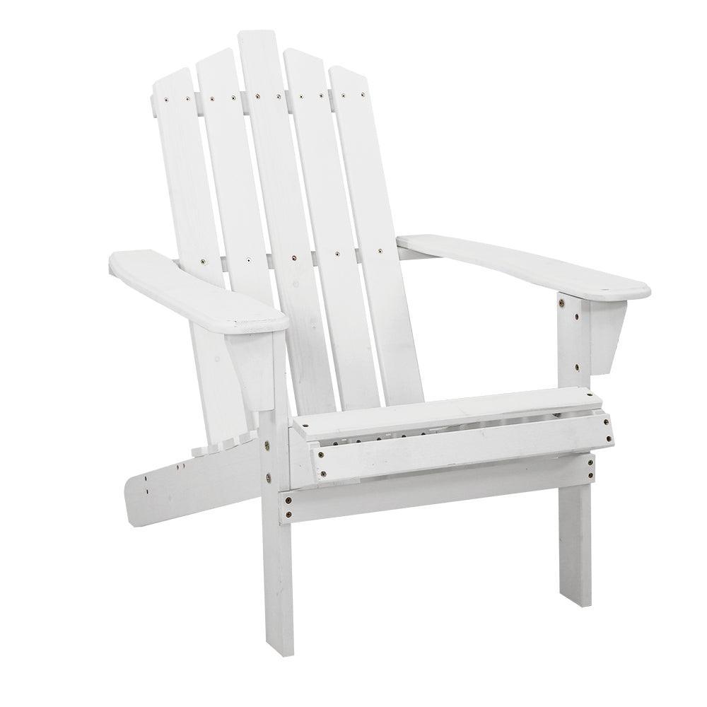 Gardeon Outdoor Sun Lounge Beach Chairs Table Setting Wooden Adirondack Patio - White - John Cootes