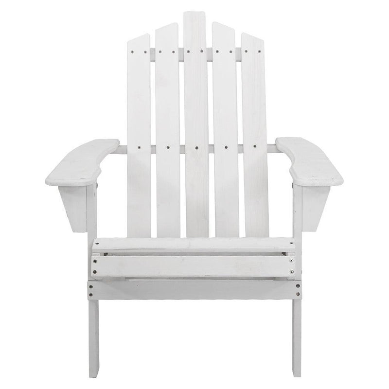 Gardeon Outdoor Sun Lounge Beach Chairs Table Setting Wooden Adirondack Patio - White - John Cootes