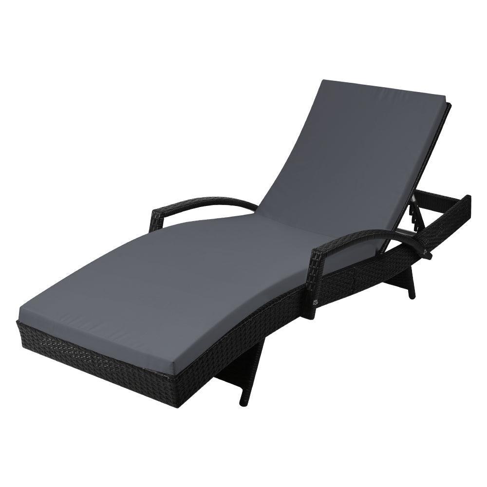 Gardeon Outdoor Sun Lounge - Black - John Cootes