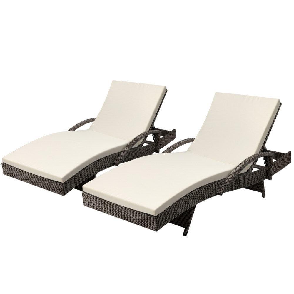 Gardeon Outdoor Sun Lounge Chair with Cushion- Grey - John Cootes