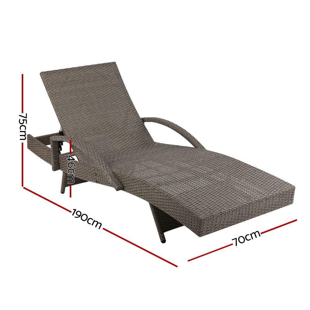 Gardeon Outdoor Sun Lounge Chair with Cushion- Grey - John Cootes