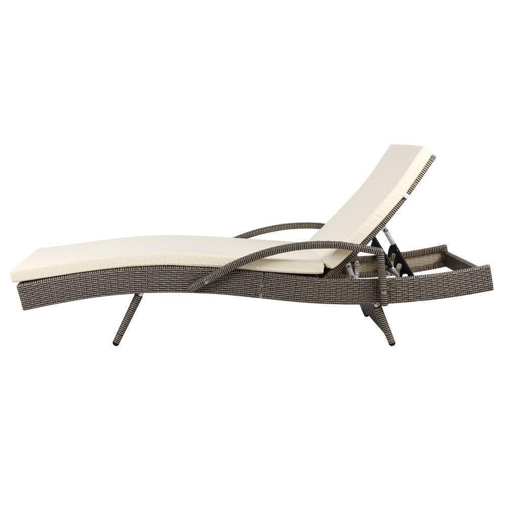 Gardeon Outdoor Sun Lounge Chair with Cushion- Grey - John Cootes