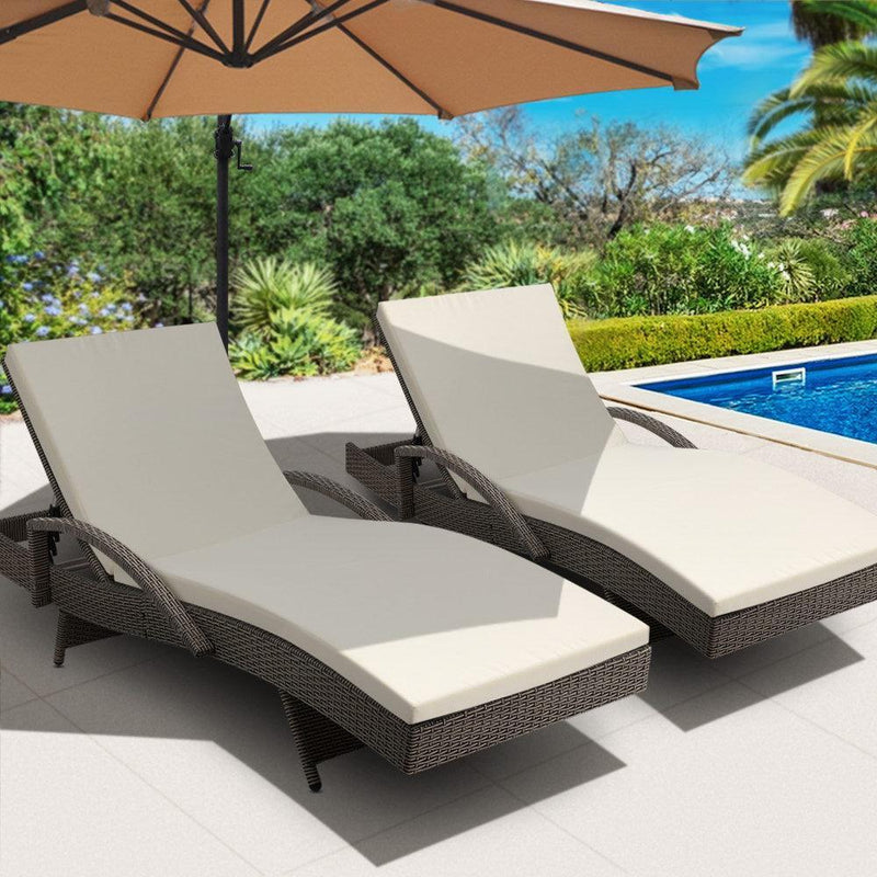 Gardeon Outdoor Sun Lounge Chair with Cushion- Grey - John Cootes