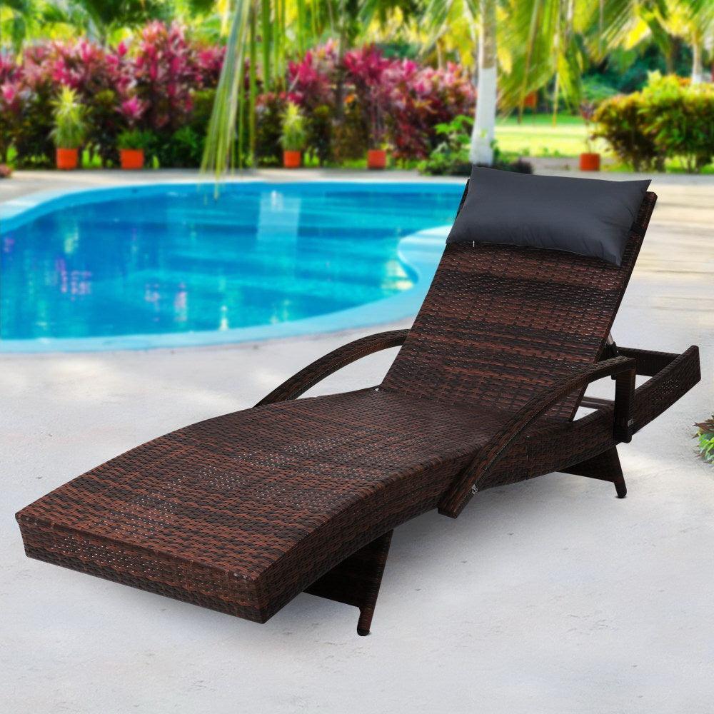 Gardeon Outdoor Sun Lounge Furniture Day Bed Wicker Pillow Sofa Set - John Cootes