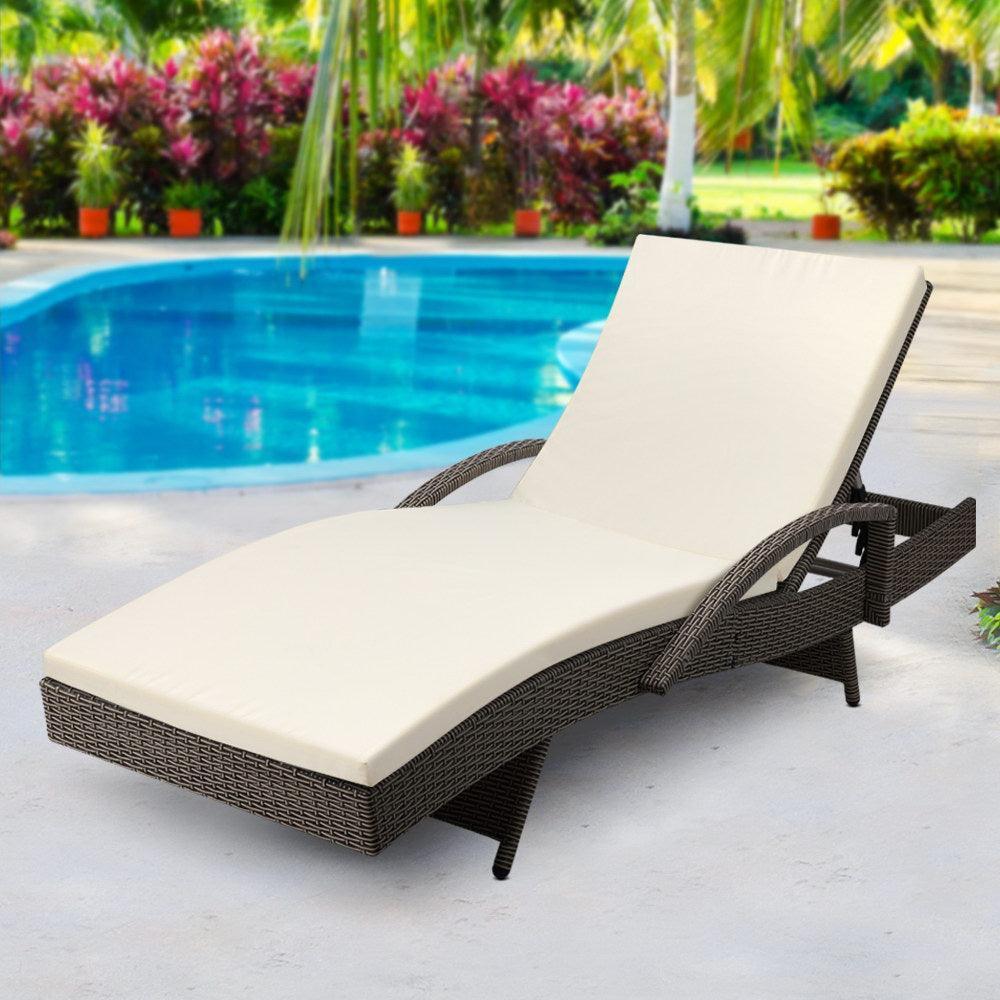 Gardeon Outdoor Sun Lounge - Grey - John Cootes