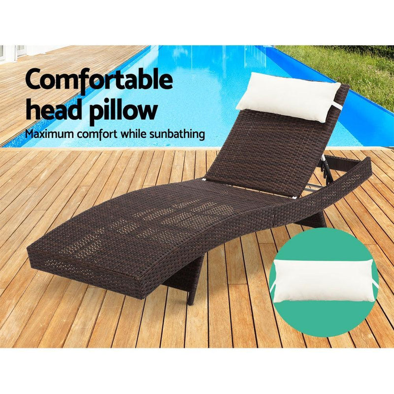 Gardeon Outdoor Sun Lounge Setting Wicker Lounger Day Bed Rattan Patio Furniture Brown - John Cootes