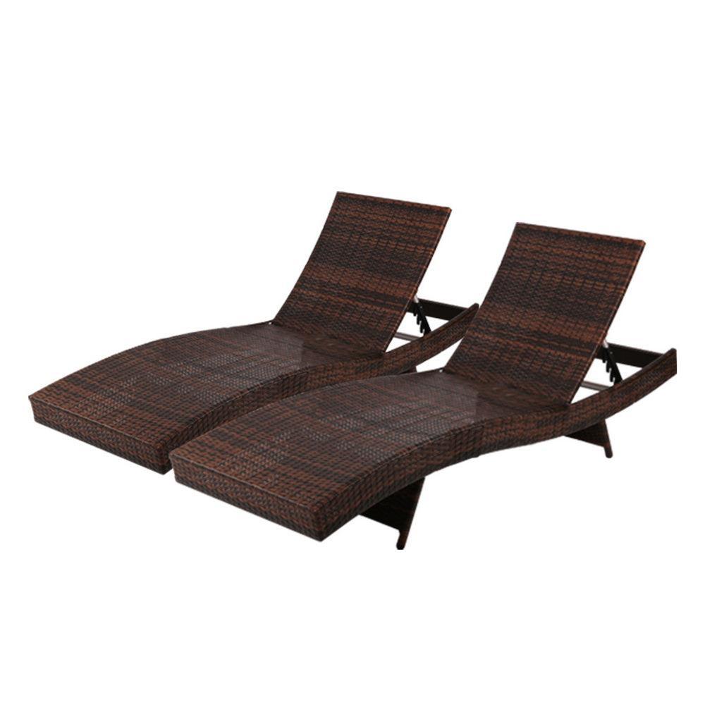 Gardeon Outdoor Sun Lounge Setting Wicker Lounger Day Bed Rattan Patio Furniture Brown - John Cootes