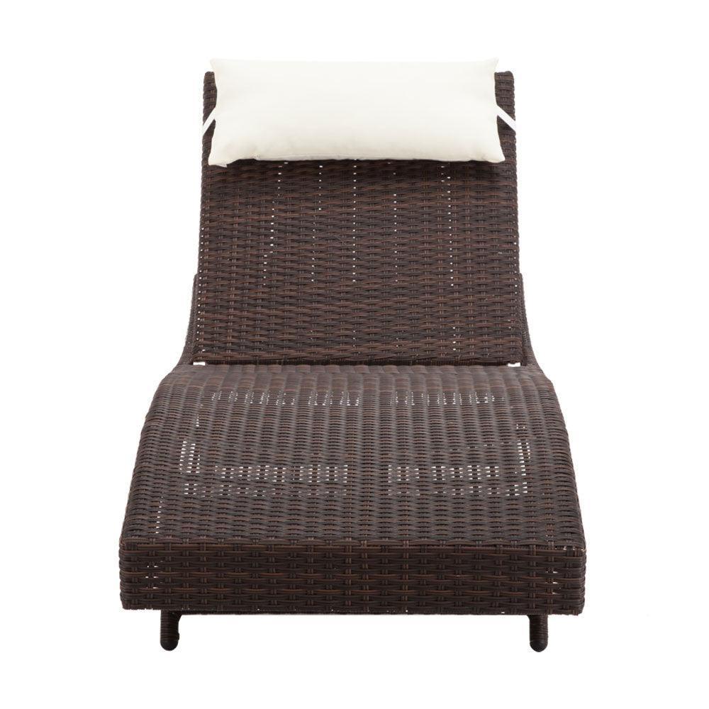 Gardeon Outdoor Sun Lounge Setting Wicker Lounger Day Bed Rattan Patio Furniture Brown - John Cootes