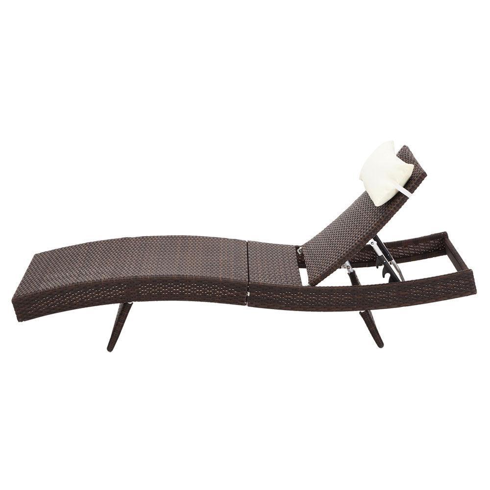 Gardeon Outdoor Sun Lounge Setting Wicker Lounger Day Bed Rattan Patio Furniture Brown - John Cootes