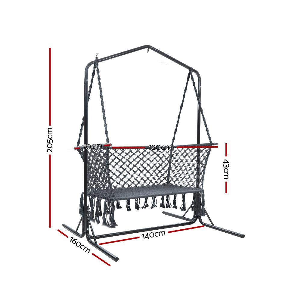 Gardeon Outdoor Swing Hammock Chair with Stand Frame 2 Seater Bench Furniture - John Cootes